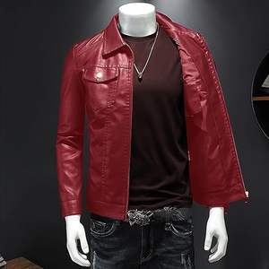 Veste en cuir pour hommes moto noir vestes de motard Vintage Faux cuir Outwear décontracté léger - Product Image 1