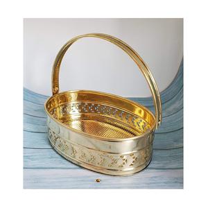 Panier de prière traditionnel en laiton de forme ovale / Pooja Dalia (or) Fait à la main par Adiba Home Decor - Product Image 3
