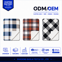 Plaid en flanelle à carreaux bleus, doux et chaud, réversible, en sherpa, pour canapé et lit, idéal pour l'hiver à la maison