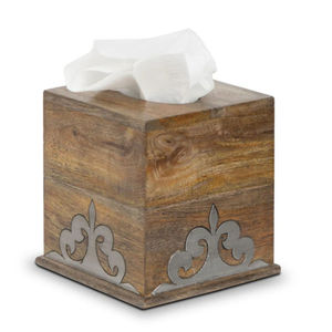 Distributeur de mouchoirs en bois naturel de qualité créative avec dessus de table en métal et organisateur de mouchoirs de décoration de bureau prix le plus bas - Product Image 3