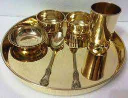 Juego de cena de latón con 2 tazones diferentes, cuchara y vajilla, juego de cena de tamaño personalizado, hecho de latón - Product Image 6