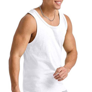 Custom <b>Men's</b> Singlets Cotton Polyester <b>White</b> Breathable Gym <b>Vest</b> Training Tank Tops <b>Men</b> Undershirts Streetwear - Product Image 5