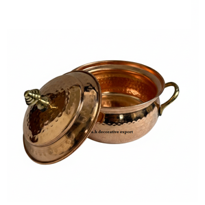 Casserole de luxe en cuivre naturel martelé à la main, capacité de 2000 ml, ustensiles de cuisine sans danger pour les aliments, pot de service, couvercle à bouton en laiton, moderne - Product Image 4