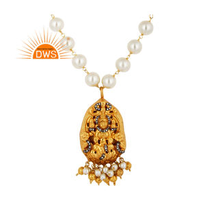 Meilleure vente collier pendentif en argent sterling plaqué or 18 carats avec perles naturelles en cz et pierres précieuses Demi bijoux fins pour femmes - Product Image 1