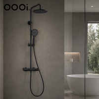 Ensemble de douche mural apparent avec système de douche pluie et douchette plate, mitigeur de douche double fonction non thermostatique