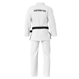 <b>White</b> Taekwondo Uniform 100% Cotton Durable Adult Unisex With Logo On Front Regular Fit Martial Arts Wear Kit - Product Image 2