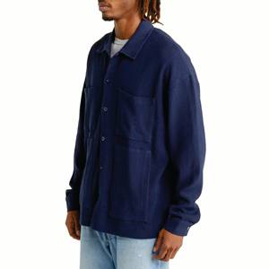 Directo de fábrica, camisa informal azul marino para hombre, Chaqueta de traje de Caballero de negocios para hombre - Product Image 3