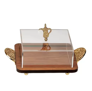 Dôme de service de gâteau élégant en métal et laiton avec assiette parfait pour les fêtes de mariage Dessert de table et pâtisserie utilisation au restaurant - Product Image 2