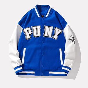 Chaqueta Varsity Nueva de Otoño e Invierno, Estilo Casual Relajado, Color Negro, Chaqueta Exterior con Púas, Top de Manga Larga para Parejas - Product Image 1