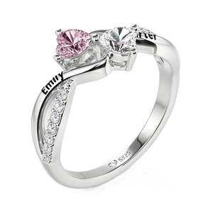 Bague de promesse personnalisée en acier inoxydable gravé avec placage or rose - Product Image 2