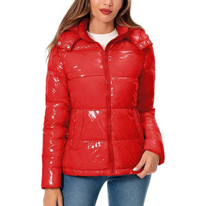 Veste d'hiver tissée respirante à capuche pour femmes Veste matelassée à fermeture éclair complète Manteau court à bulles Exportateur de confiance Qualité du fournisseur - Product Image 1