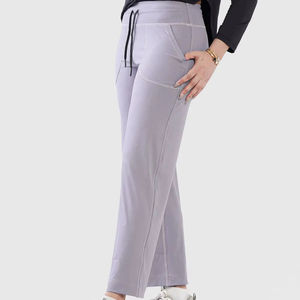 Pantalon Flayerd personnalisé bleu taille haute sport décontracté fitness pantalon évasé haute stretch slim nude yoga pantalon à neuf points femme - Product Image 1