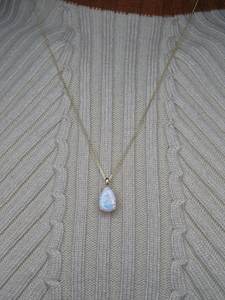 925 Sterling <b>Silver</b> Rhodium Gold Plated Pear Shape Channel Set Opal Islamic Minimalist Design Women's Pendant Charm Fine - Product Image 2