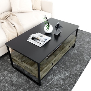 Two-Tiered Minimalist Living Room Furniture 110x60x47cm <b>Sofa</b> <b>Table</b> Durable Rubber Wood Drawers Entry Storage Features-TT68140 - Product Image 4