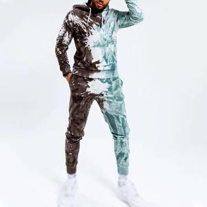 ชุดวอร์มผู้ชายแบบใหม่ ดีไซน์เองได้ สไตล์ลำลอง คุณภาพสูง เสื้อฮู้ดดี้และกางเกงจ็อกเกอร์ ลายมัดย้อม ชุดออกกำลังกายสองชิ้น ชุดแทรคสูทผู้ชาย - Product Image 1