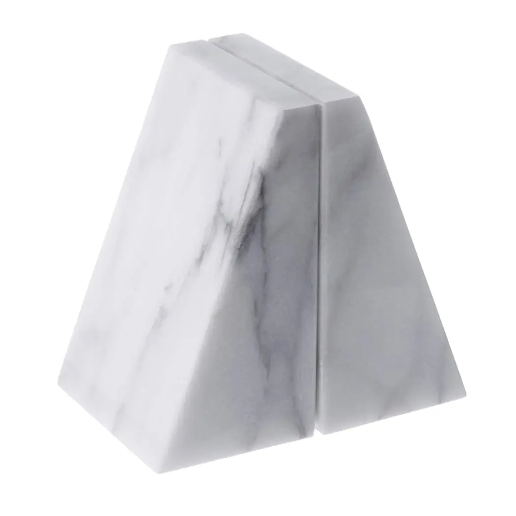 100% pierre naturelle fin de livre Premium marbre blanc Table de bureau porte-livre maison et bureau vaisselle serre-livres ensembles
