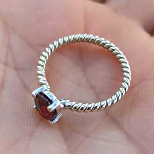 Boho Style <b>Garnet</b> 925 Sterling <b>Silver</b> Handmade <b>Ring</b> January Birthstone Inlay 18k Perfect Anniversary Birthday Gift for Her - Product Image 4