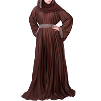 Nouveautés évasées pour femmes robes abaya mode arabe robes abaya femmes caftan brun teint maxi ceinture taille bloc de couleur
