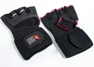 Gants de musculation en cuir véritable noir - Product Image 2