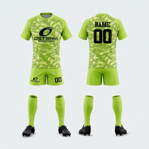 Ensemble de maillots de rugby unisexe à manches courtes, sportswear, impression par transfert thermique, automatisé, grandes tailles, évacuation de l'humidité, vente chaude - Product Image 1