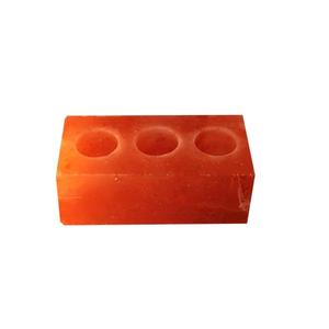 Soporte de luz de té de tres agujeros de sal de roca del Himalaya, portavelas Rectangular de sal de cristal Natural del Himalaya de 3 agujeros - Product Image 1