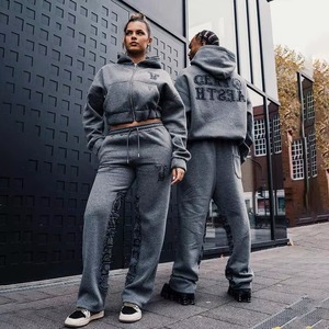 Pakistan Supplier Premium Quality Sweatsuit Printed Sweatsuit 100% Cotton Sweatsuit Pullover Zipper Hoodie And Stacked <b>Pant</b> - Product Image 5