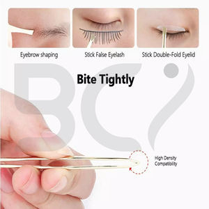 Pinces à épiler pour sourcils, outils d'épilation, couleur dorée, acier inoxydable, pointe inclinée plate, forme incurvée, pinces de beauté - Product Image 5