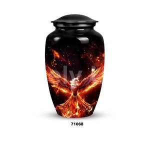 Vente chaude grande urne adulte de crémation d'oiseau de Phoenix en aluminium pour les cendres humaines urne funéraire pleine grandeur noire avec couvercle et sac gratuit - Product Image 4