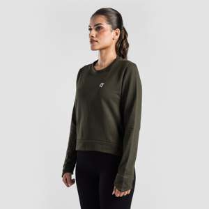 Haut en tricot éponge olive pour femme, idéal pour l'entraînement - Product Image 3