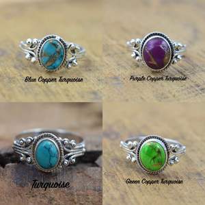 925 Sterling <b>Silver</b> Women's Classic <b>Statement</b> <b>Ring</b> with Mix Gemstone Bezel Setting for Wedding & Party Wear - Product Image 2