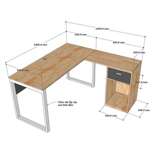 โต๊ะคอมพิวเตอร์รูปตัว L พร้อมขาตู้ไม้ธรรมชาติ HBRT070 - Product Image 6