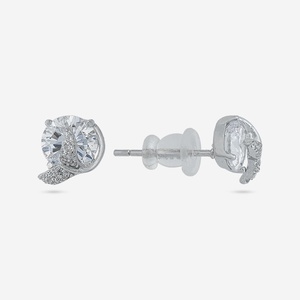 Vintage Trendy 92.5 <b>Silver</b> Earrings 14K Gold Diamond Zircon <b>Studs</b> for Wedding Engagement Party Gold Flower Shape <b>Studs</b> 188353 - Product Image 5