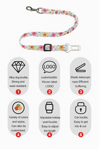 Sabuk pengaman hewan peliharaan cetak kustom tali sabuk pengaman mobil nilon anjing tahan lama Harness dapat diatur dan tali kursi mobil anjing kucing - Product Image 5