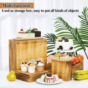 Set of 4 Wood Display Risers Rustic Cupcake Stand Rustic Wood <b>Cake</b> Stands Wooden Stackable Display <b>Box</b> for Dessert <b>Wedding</b> - Product Image 6