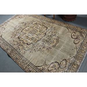 Alfombra turca Vintage Beige Marrón 5,6X9,8 FT Tejido plano de lana con patrón de retazos para decoraciones de sala de estar Uso de pasillo - Product Image 4