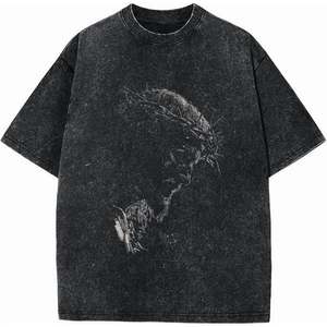 Camiseta de lavado ácido vintage unisex con tela de algodón transpirable de ajuste relajado de gran tamaño y textura lavada para moda callejera - Product Image 2