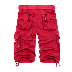 Short cargo de couleur unie pour hommes Logo personnalisé Summer Street Wear Genou Longueur Ceinture Taille 6 Poches Short Bonne Qualité - Product Image 1