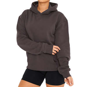 Sweats à capuche et sweats pour femmes French Terry Boxy Heavyweight Unisex Hoodie Vintage Wash Drop Shoulder Oversized Women Hoodies - Product Image 3