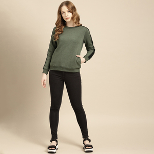 Venta al por mayor nuevo diseño sólido algodón Sudadera Mujer cuello redondo Top venta mujer logotipo personalizado sudadera - Product Image 5