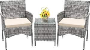 Ensemble de meubles en rotin d'extérieur compact Homall pour les espaces de balcon et de patio - Product Image 3