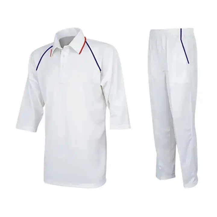 Uniforme d'équipe de cricket d'essai avec nom et numéros personnalisés Vêtements d'équipe de cricket d'essai blancs pour hommes en gros
