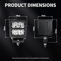 Lumière de travail LED en aluminium bleu IP6K9K IP68 EMC 4 pouces à connexion rapide pour pulvérisation à flèche, 58W, lumière de pulvérisation agricole carrée