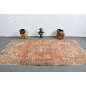 Alfombra de lana Beige naranja antigua 4,7X8,9 pies clásico turco Vintage Patchwork tejido plano látex para decoraciones de sala de estar - Product Image 3