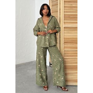 Pantalones Bordados para Mujer, Elegantes Pantalones con Detalle de Bordado Intrincado - Product Image 4