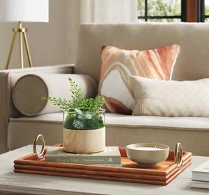 Elegante bandeja de madera para servir con asas dobles Bandeja elegante para bebidas y aperitivos Decoración moderna para el hogar - Product Image 6