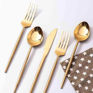 Wholesale Luxury <b>Spoons</b> <b>Gold</b> Hotel Flatware Stainless Steel Mirrored <b>Serving</b> Cutlery Set for Restaurants - Product Image 1