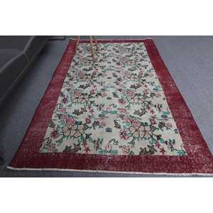 พรมวินเทจขนาด 3.6x6.6 ฟุต พรมตุรกี พรมลายตารางสีแดงทำจากขนสัตว์ - Product Image 2