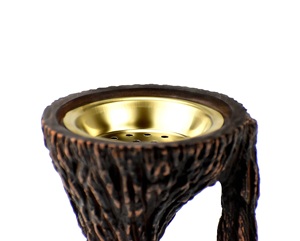 Tree Trunk Design Resin <b>Bakhoor</b> <b>Burner</b> with Brass Bowl Rustic Handmade Incense Holder for Arabic Oud and Home Fragrance Rituals - Product Image 4