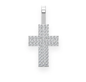 Usine prix de gros Mini croix pendentif 10k or Rose rond laboratoire cultivé diamant breloque bijoux glacé diamant pendentif unisexe - Product Image 1