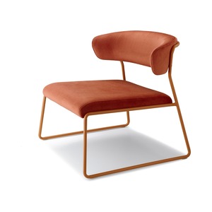Upholstered Lounge Armchair with Painted or Plated Metal Frame - Product Image 1
